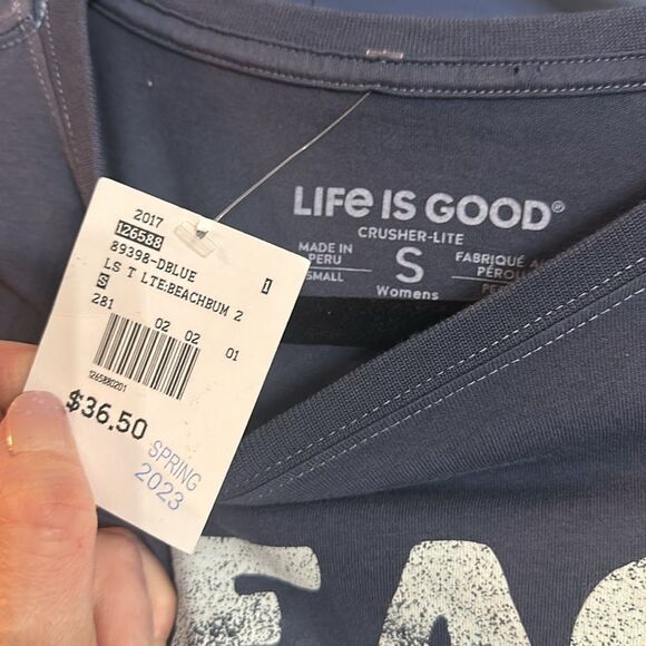 Life is Good Beach Bum Long Sleeve Shirt - Blue Size S NWT - Picture 3 of 6